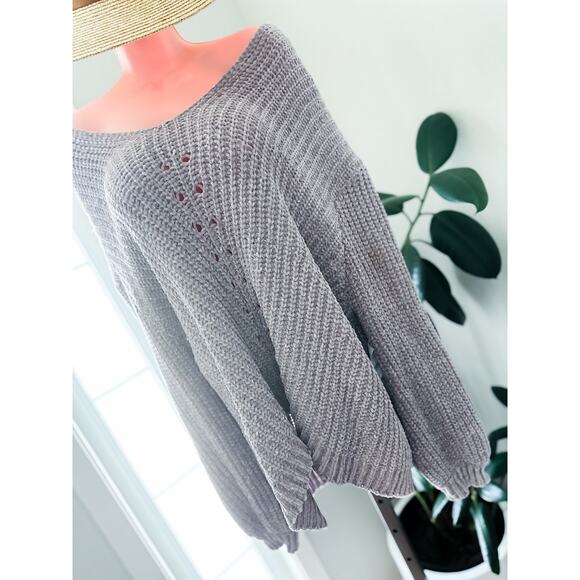 Whispering Meadow Mist dreamy slouchy soft chenille knit oversized sweater - Picture 2 of 4